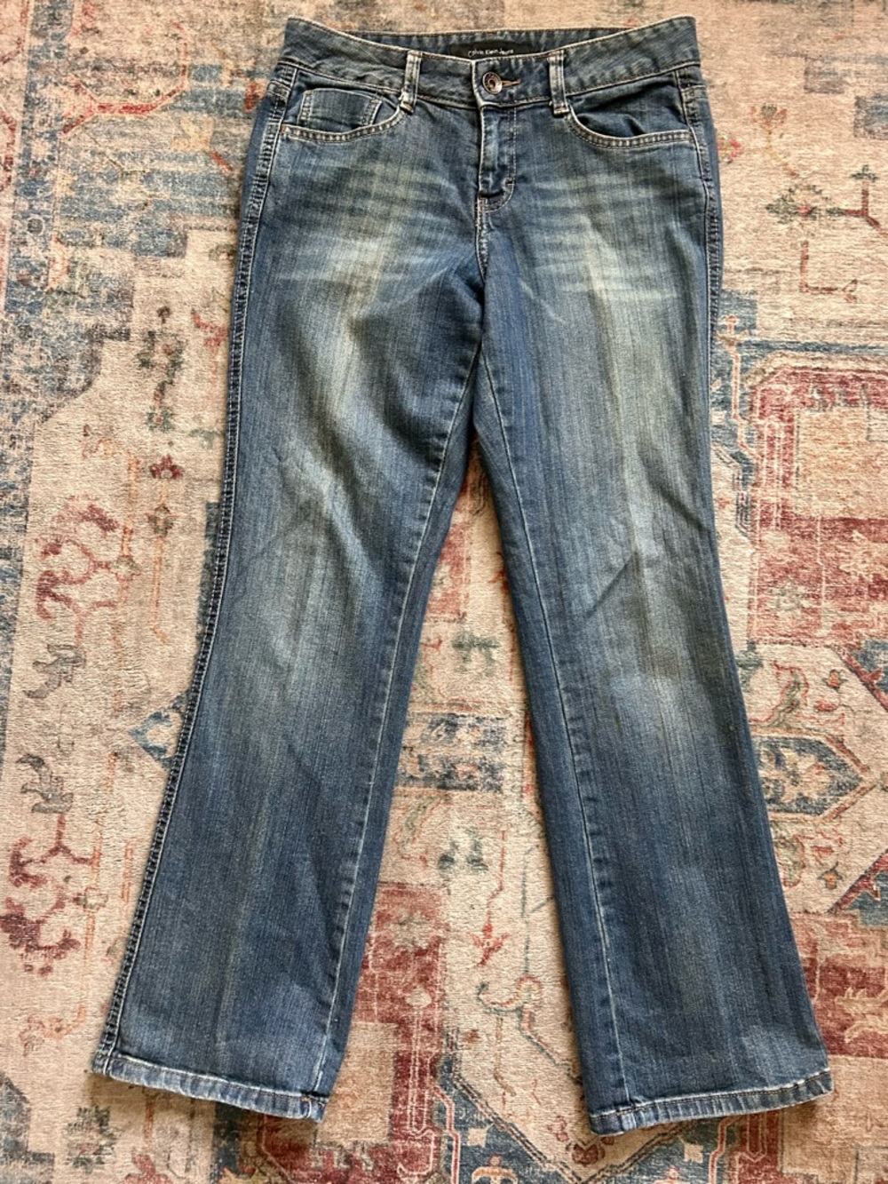 Calvin Klein Jeans Denim Mid Rise Straight Classic Detailed Pockets Classic - Picture 9 of 14